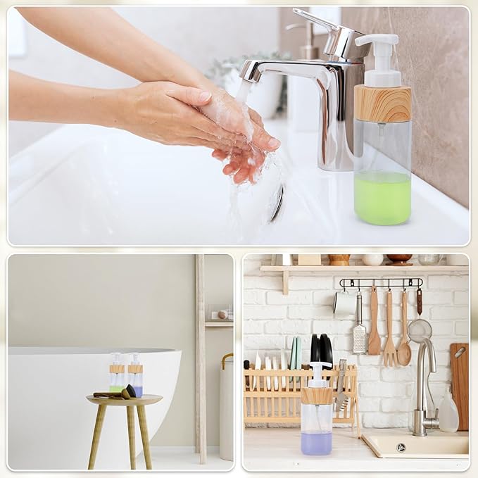 Segbeauty Foaming Soap Dispenser Pump Bottles, 2 Pack of 16.9oz Refillable Plastic Container for Liquid Soap, 500ml Clear Press Foam Hand Soap Dispenser for Modern Bathroom Kitchen Farmhouse Decor