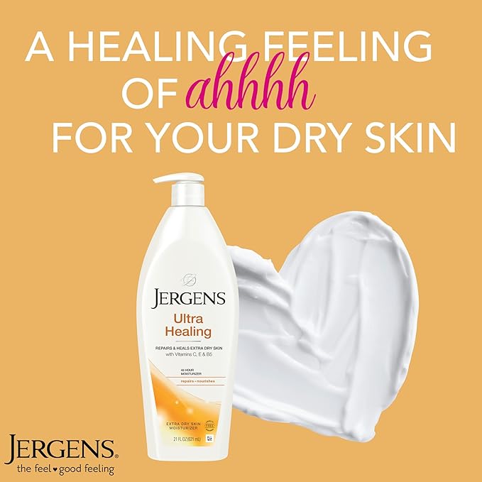 Jergens Ultra Healing Body Lotion, Moisturizer for Dry Skin, 21 fl oz, 3pk