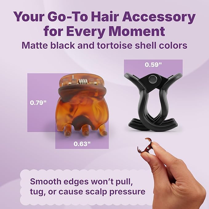 Goody SlideProof Mini Claw Clips, Stylish, Secure Grip Small Hair Clips, Styling Accessories for All Occasions, Ideal for Fine Hair Types, Gifts for Women & Girls, Black and Tortoiseshell, 16 Ct