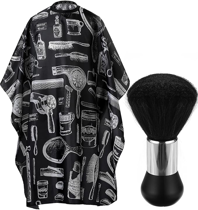 Borogo Professional Hair Cutting Cape with Neck Duster Brush, Salon Barber Cape, Hairdressing Accessories Floral Print