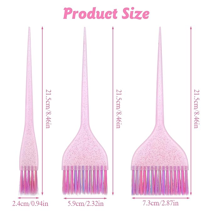 LIQWEI 3Pcs Hair Color Brush, Hair Dye Brushes, Glitter Hairs Dye Brush Set Hairs Color Remover, Applicator Brushs for Women Men Salon Use Home DIY Dyeing