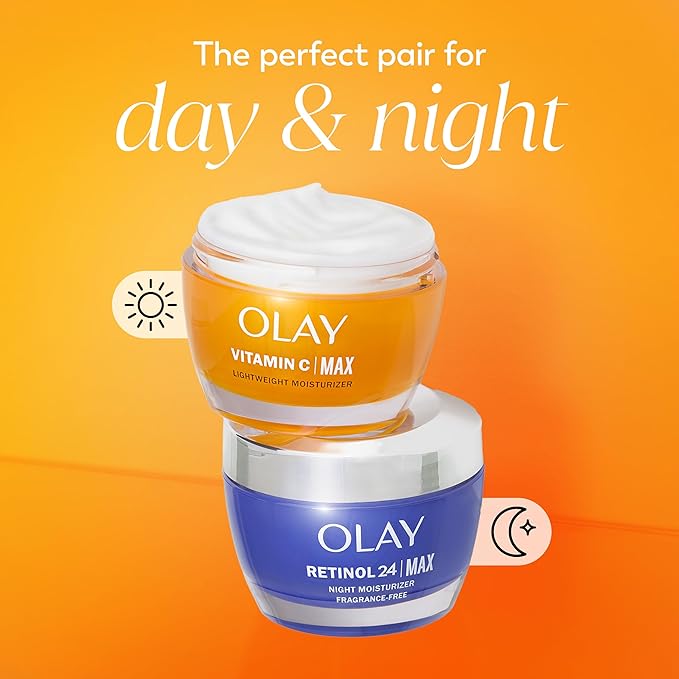 Olay, Vitamin C MAX Face Moisturizer, Brightening Cream for Women, Hydrating, Evens Tone, Dark Spot and Hyperpigmentation Reduction, Glowing Skin Care - Niaciniamide, Peptides, 1.7 Ounce