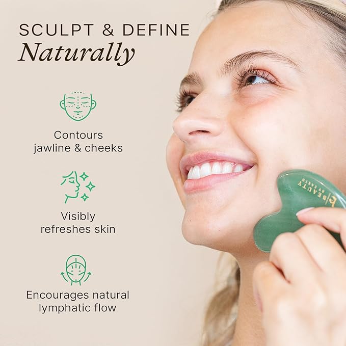 Beauty by Earth Jade Gua Sha Facial Tools - Depuffer & Massager Tool