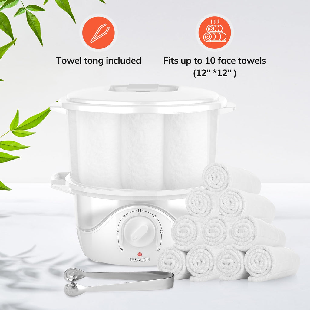 TASALON White Hot Towel Steamer for Facials, 5-Min Quick Heating Towel Warmer Machine, Portable Spa Salon Equipment with Aromatherapy for Massage