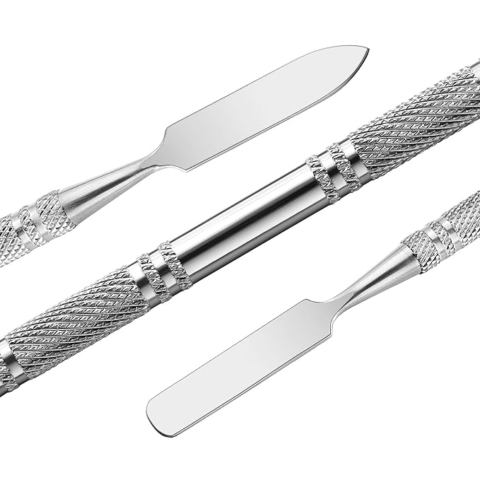 Wismee 5Pcs Makeup Spatula tool metal Set Professional Beauty Stainless Steel Cosmetics Mixer Long Metal Spatula Depotting Mixing Tool (#2)