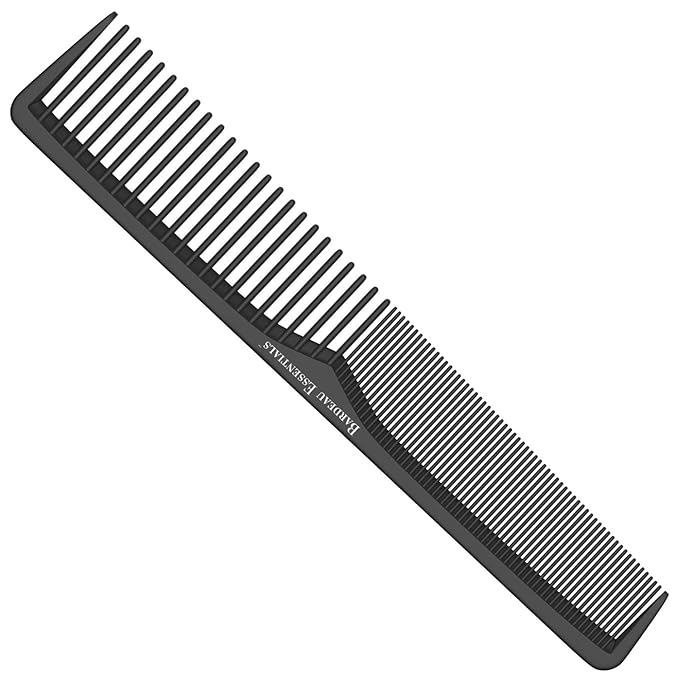 Bardeau Essentials Professional 7 Inch Black Carbon Fiber Anti Static Chemical And Heat Resistant Comb For All Hair Types | Fine and Wide Tooth Comb For Men and Women