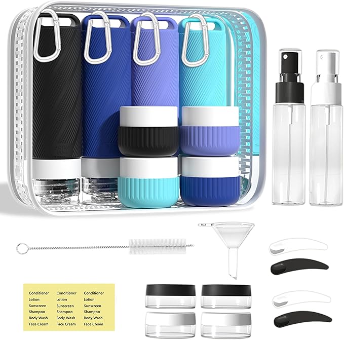 Udihch Travel Toiletry Containers 26Pcs Silicone Leakproof TSA Approved Set