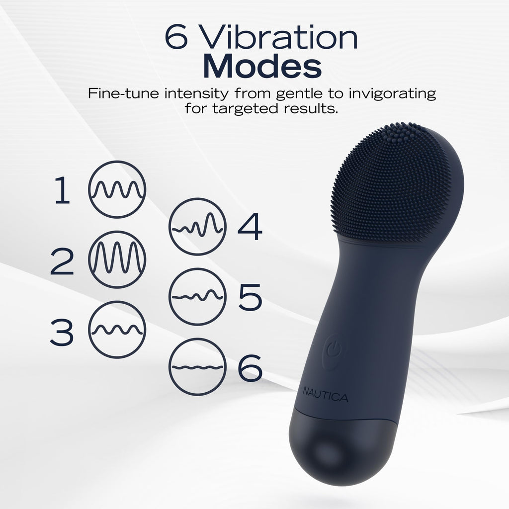 Nautica PC130 Sonic Facial Cleansing Brush Made with Ultra Hygienic Soft Silicone, Waterproof and Rechargeable Face Scrub Brush for Men & Women - (Navy)