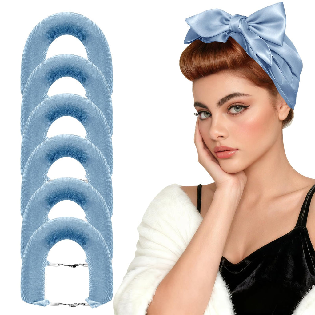 Togayu Heatless Curls Overnight Set for Natural Hair, Comfortable Easy-Lock Rollers, Heat-Free Hair Curlers for Long Textured Hair, 6PCS Blue