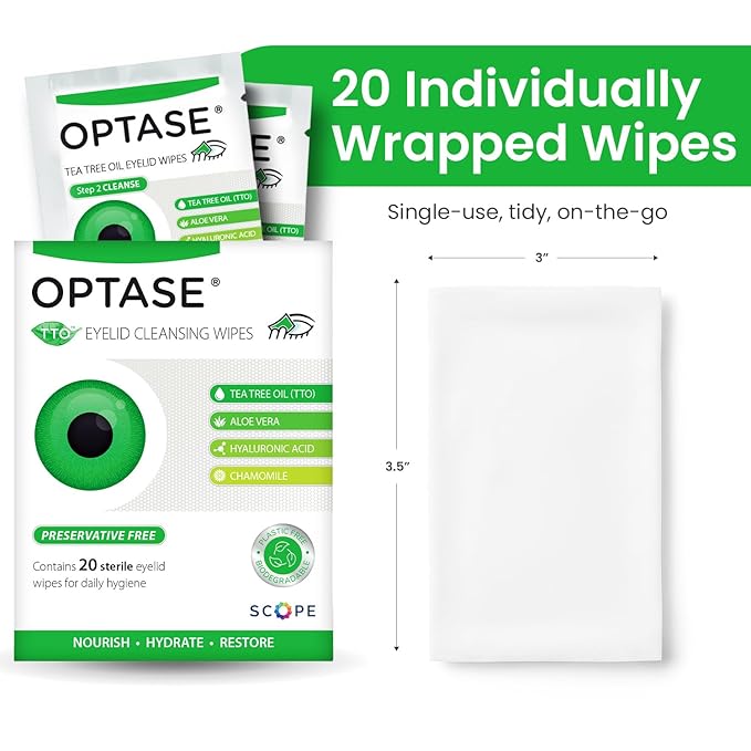 OPTASE® TTO Eyelid Cleansing Wipes, 20 Count