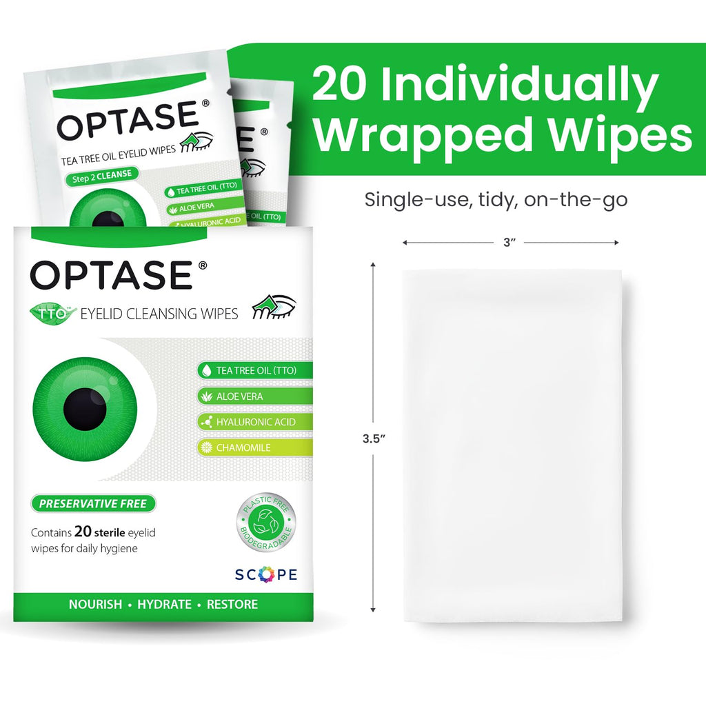 OPTASE® TTO Eyelid Cleansing Wipes, 20 Count