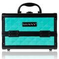 SHANY Chic Makeup Train Case Cosmetic Box Portable Makeup Case Cosmetics Beauty Organizer Jewelry storage with Locks, Multi trays Makeup Storage Box with Makeup Mirror - Aqua