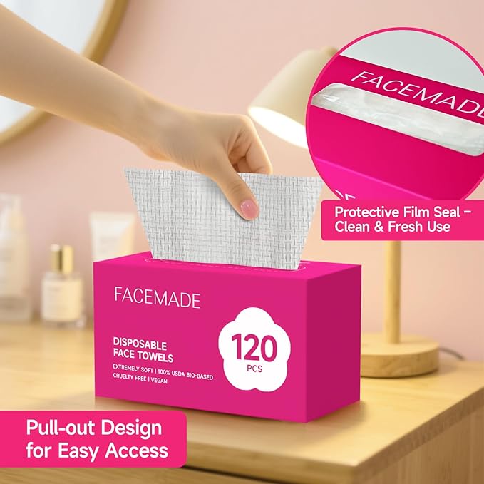 FACEMADE 120 Count Face Towels Disposable