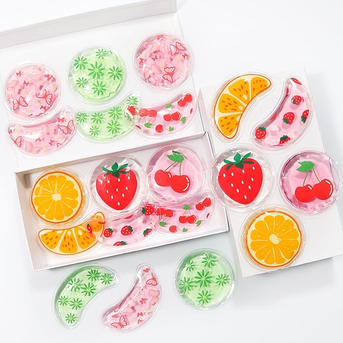 4PCS Gel Eye Ice Pack Set, Cold & Hot Compress, Reusable Cooling Gel Pads for Strain Relief, Relaxation, SPA and sleep(Oranges)