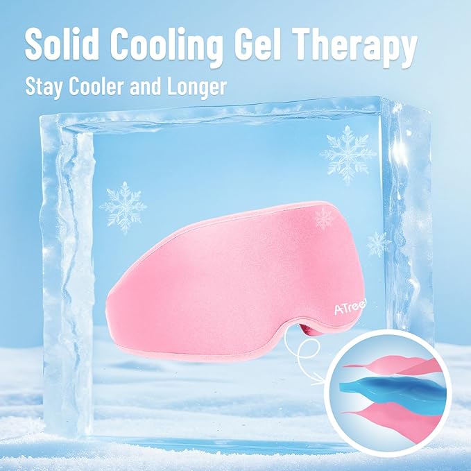 Cooling Eye Mask for Puffy Eyes, Ice Eye Pack After Surgery Relief - Reuable Cold Compress for Dry Eye - Comfortable Perfect Fit Gel Sleep Mask, Pink of 3D