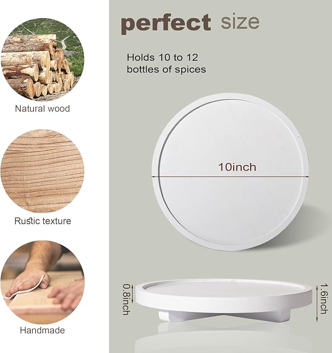 Round Decorative Tray Farmhouse Kitchen Decor Soap Dish, 10" White