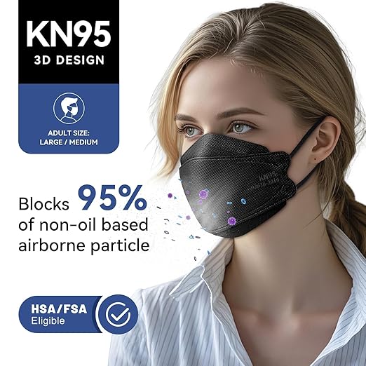 KN95 Face Mask Disposable Adults - 100 Pack 5 Layer Protection Adjustable KN95 Mask Breathable Comfortable Respirator Women Men KN95 Face Mask Individually Wrapped