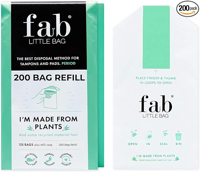 Fab Little Bag Sanitary Waste Bags - Pack of 200 Dispenser Bags (Dispenser Sold Separately) - Prevents Odours, No Mess, Eco Friendly