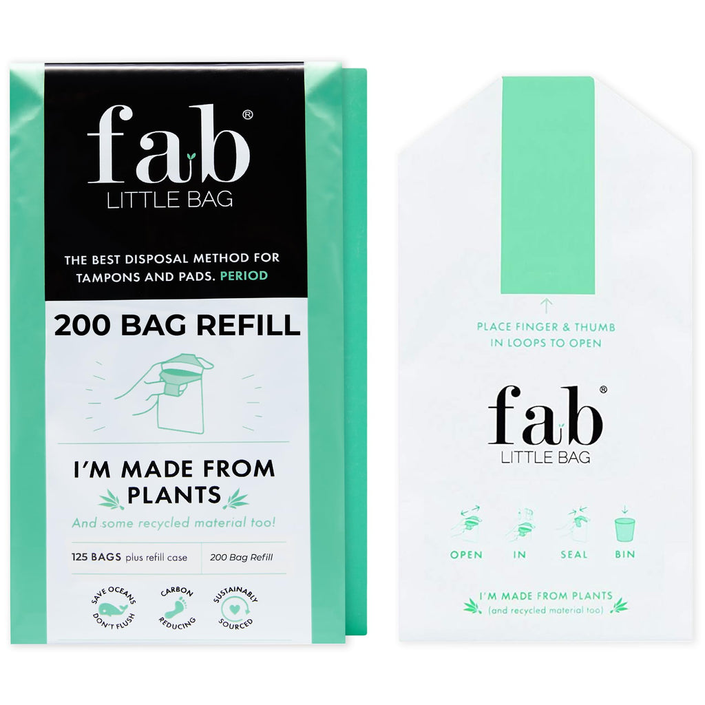 Fab Little Bag Sanitary Waste Bags - Pack of 200 Dispenser Bags (Dispenser Sold Separately) - Prevents Odours, No Mess, Eco Friendly