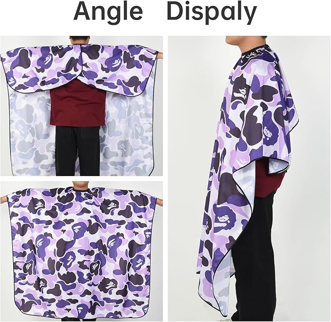 FaHaner Professional Hair Cutting Cape Waterproof Barber Cape for Men Polyester Hair Styling Cape with Elastic Neckline Adjustable Closure Salon Haircut Capes for Home Salon and Barbershop