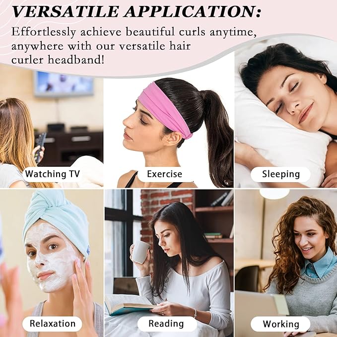 ZILAMPU No Heat Curling Rod Headband for Women and Girls, Overnight Velour Hair Roller Wrap for Long Curls - Leopard Print