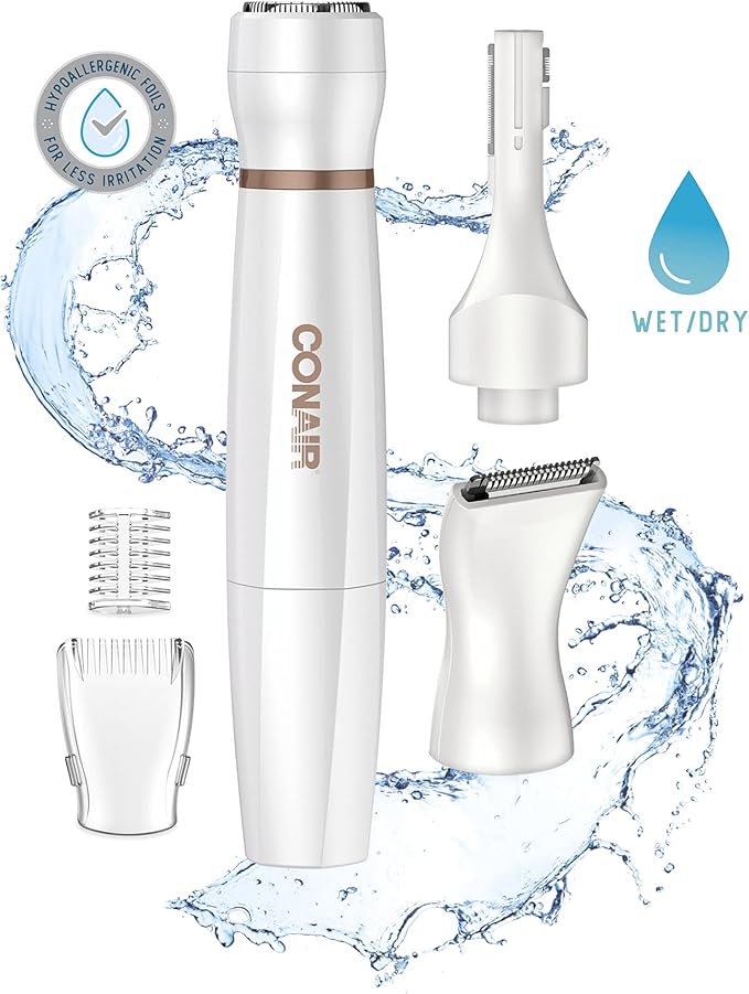 Conair All-In-1 Facial Hair Removal for Women, Cordless Electric Trimmer, Perfect for Face, Ear/Nose, Eyebrows, and Bikini Lines