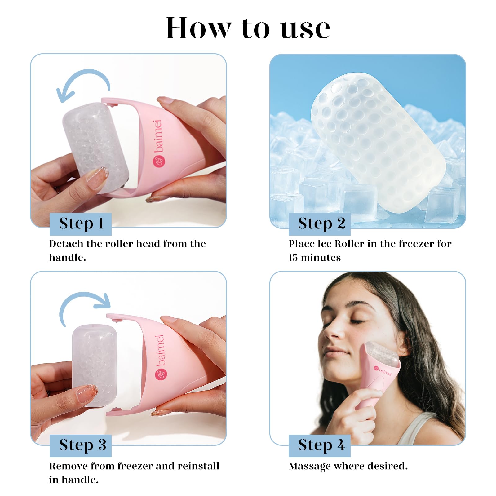 BAIMEI IcyMe Ice Roller for Face & Gua Sha Set, Depuff & Migraine Relief