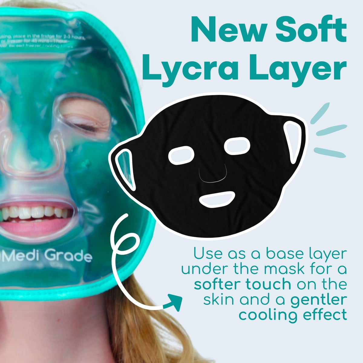 Medi Grade Cooling Face Mask, Gel Ice Pack for Face with Lycra Mask, Green