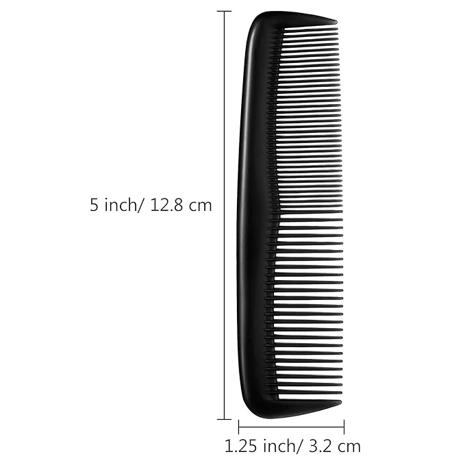 Leinuosen 12 Pieces Pocket Hair Combs, Fine Tooth Combs, Black