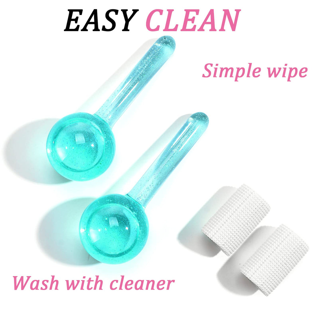 CIBLUTY Ice Globes for Facials- Freezer Free Face Rollers with Essence for Daily Beauty Routines, Skin Massagers Globes Durable Quartz Glass for Reduce Puffiness Skin Cooling (Update Green)