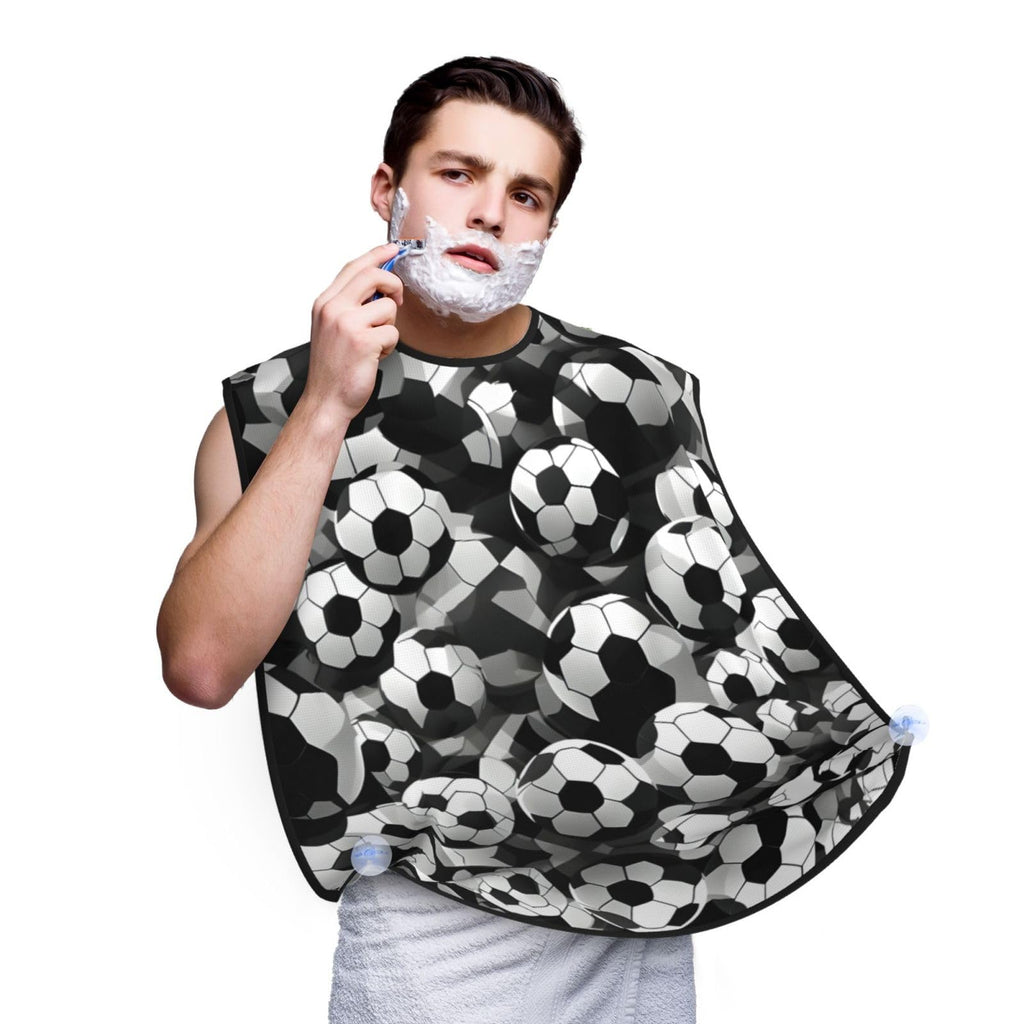 YQxwJL Black And White Soccer Ball Pattern Print Beard Bib Shaving Apron, Beard Hair Trimming Cape Gift For Dad