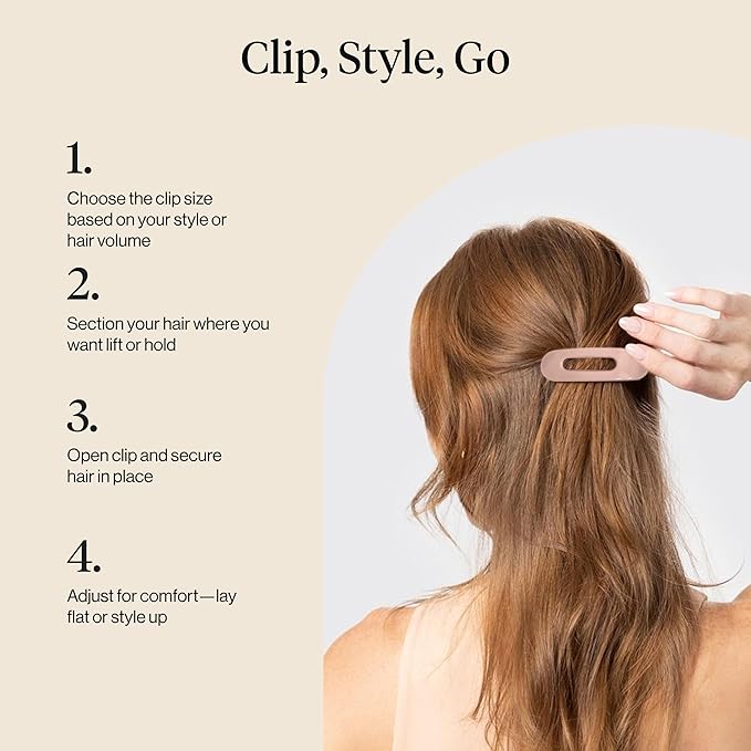 Kitsch Flat Claw Clips for Women - Strong Grip, Comfortable Design | Durable Plastic, Glossy Finish | Lay Down Claw Clip | For All Hair Types - Terracotta, 3pcs