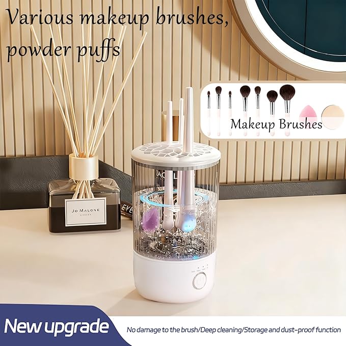 Luslife Electric Makeup Brush Cleaning Machine, Multi Functional Integrated Makeup Brushes Cleaner, One Click Start, Suitable for Various Makeup Brushes & Tools