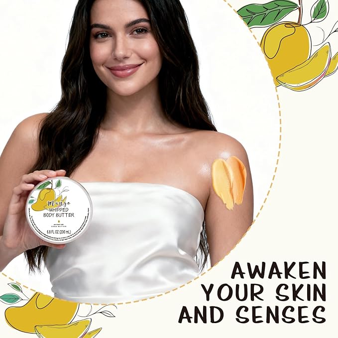 Embleaf Mango Whipped Body Butter, Shea Body Butter for Women Dry Skin, Natural Mango Lotion for Body Moisturizer-Deep Moisturizing and Softening-6.8 floz(200ml)