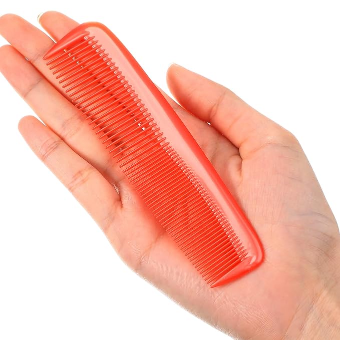 Leinuosen 12 Pieces Pocket Hair Combs, Fine Tooth Combs, Red
