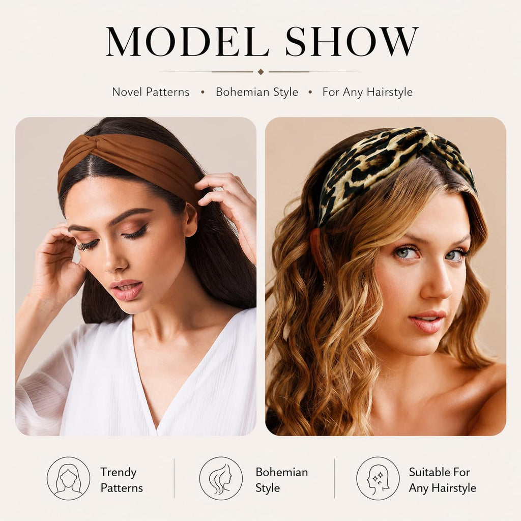 Kachanaa 8 Packs Large Wide Headbands for Women's Hair,Non Slip Soft African Bandeau Hair Bands Makeup Yoga Workout Running Sweat Hair Wraps Fashion Hair Accessories for Black Women