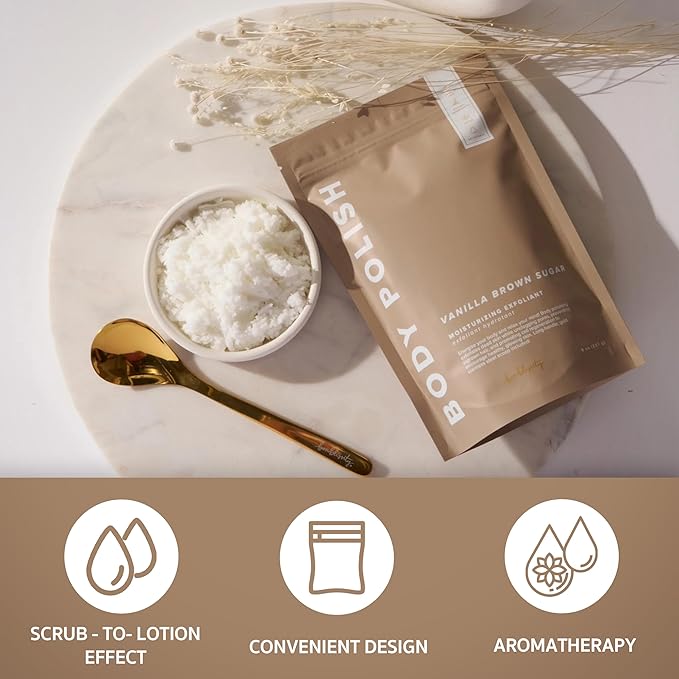 Bonblissity Body Polish, 8oz. - Sweet Satsuma Scented Body Scrub Exfoliator for Women, Exfoliating Sugar Scrub To Lotion Moisturizer, Gentle Exfoliant for Dry and Sensitive Skin, Handmade in USA