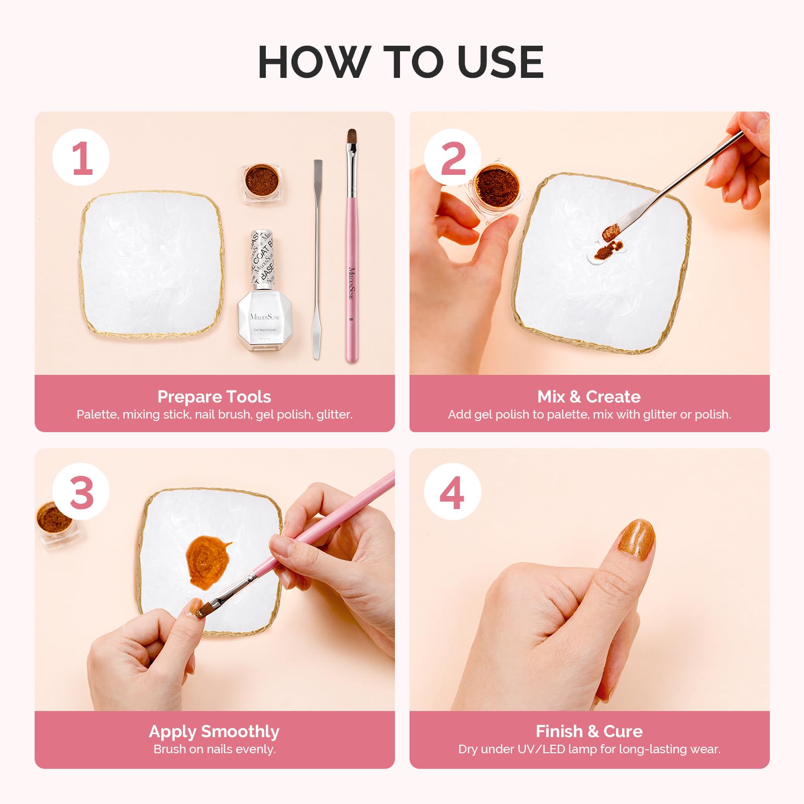 MelodySusie 1Pc Square Resin Nail Art Palette Color Mixing Board White
