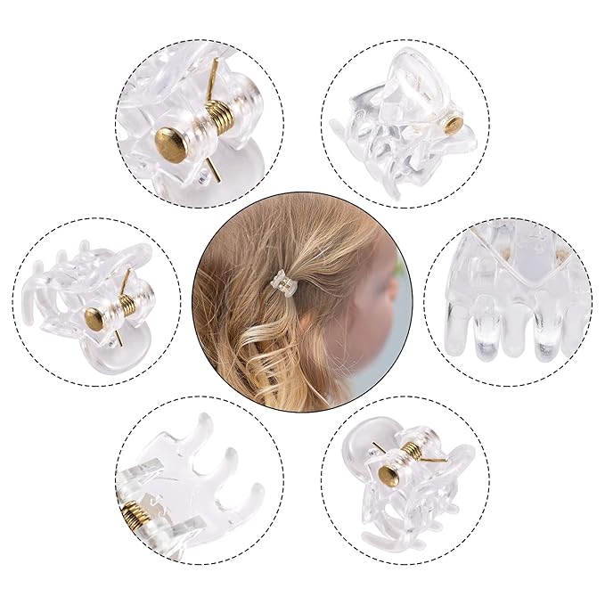 YOHAMA 36PCS Clear Mini Hair Claw Clips for Women & Girls Bangs Clamp Clip
