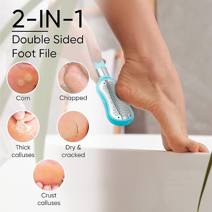 ZMOI Premium Foot File – 2-in-1 Callus Remover for Feet with Dead Skin Storage – for Dry, Cracked Heels, Hard Skin – High-Grade Stainless Steel Foot Scraper - 1 Count