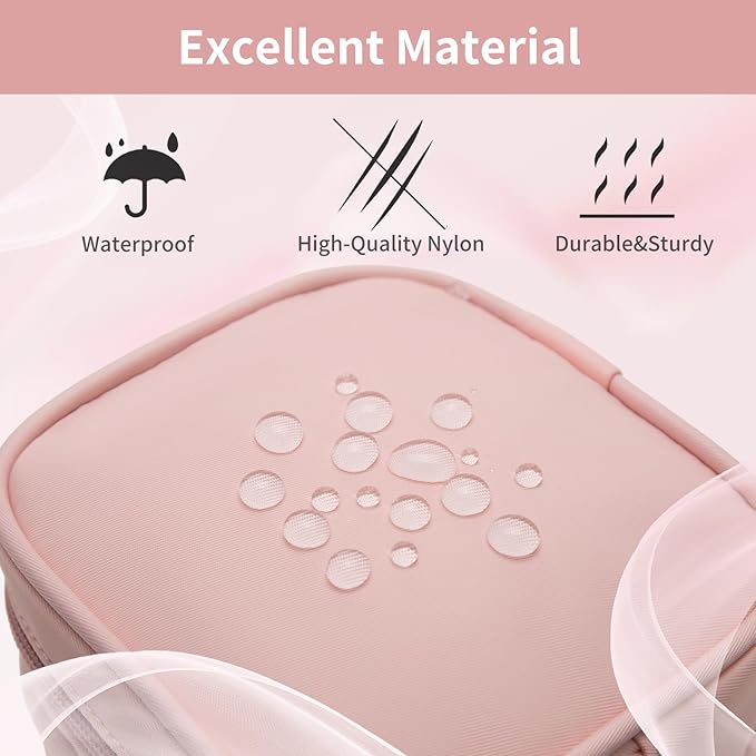 XIAOLER Small Makeup Pouch, Double Zipper Cosmetic Bag, Travel Makeup Bag, Cute Makeup Bag for Purse, Mini Toiletry Bag (pink)