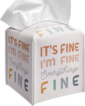 Grace Yonks Cute Tissue Box Cover Square - Funny Pastel Typography Design 5.2" PU Leather Holder for Vanity, Desk, or Bathroom Counter - Cube Case for Facial Tissues(021)