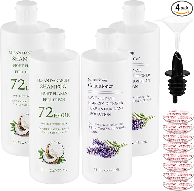 SpareCruise Leak-Proof Empty Shampoo Containers Bottles for Cruise: 64oz | Reusable Plastic Travel Bottles Funnels for Cruise Ships,Travel,Events, Concerts, Beach