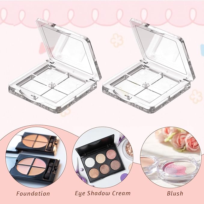 BOHUIZ 2 Pcs Empty Makeup Palette, Empty Lipstick Palette Empty Eyeshadow Palette Portable Lipstick Box Blush Eyeshadow Pan for DIY Makeup Containers