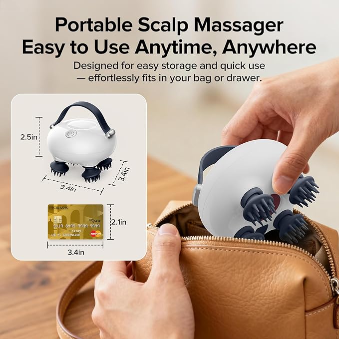 IOOKNA Scalp Massager, Head Massager Scalp with Tangle-Resistant Design, Portable Head Massager, Hair Massagers with 12 Massage Heads, 3 Modes, Mothers Day Gifts, Father Day Gifts for Mom, Dad