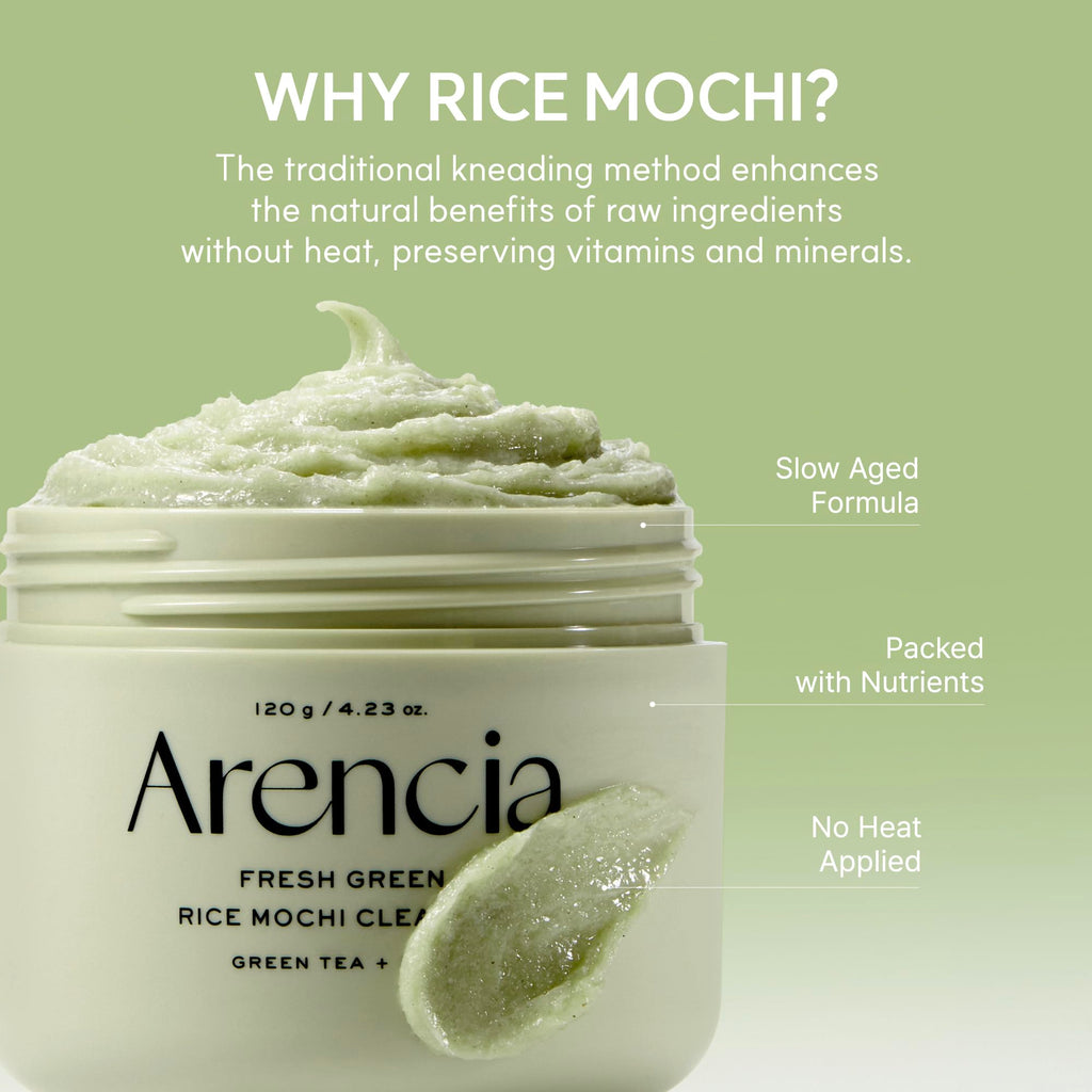 Arencia Korean Rice Mochi Face Cleanser - Face Wash, Gentle Scrub All in One for Deep Cleansing, Moisturizing, Pore Minimizing with Rice Water & Green Tea (4.23oz)
