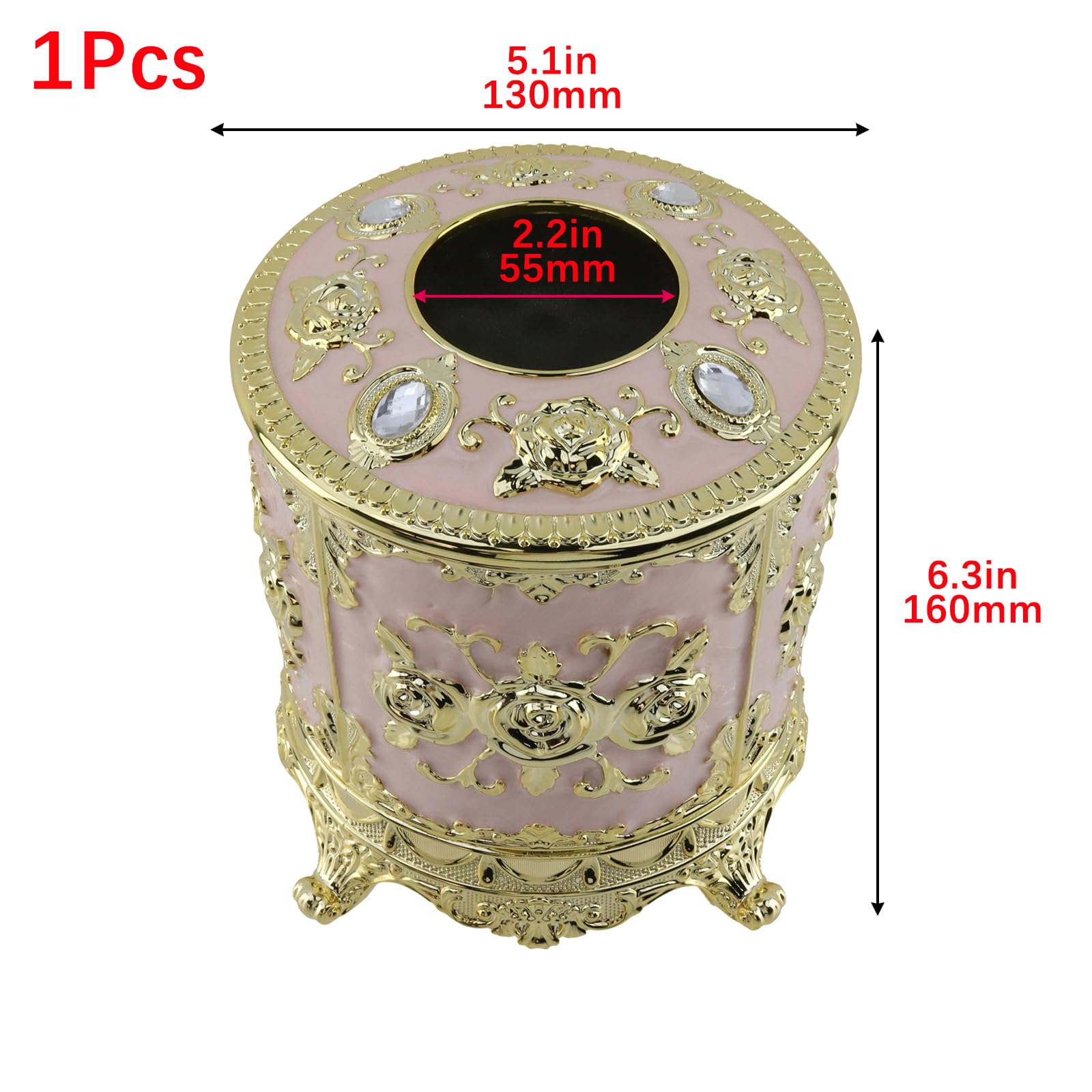 Geesatis Tissue Box Cover, Cylindrical Tissue Box Holder, Napkin Facial Tissues Holder for Bathroom Toilet Bedroom Living Room Table Desk Office Dresser, 1Pcs Pink 6''x6.3''