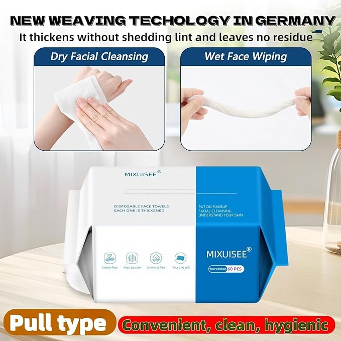 MIXUISEE◆thick and soft Face Towels.Disposable face towel.100% Cotton facial cloths.Super thick 130%. Suitable for makeup removal and cleansing.and applicable to sensitive skin.(360 pieces)