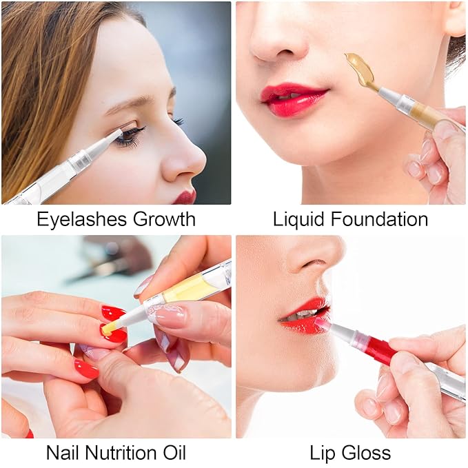 10 Pieces 3ml Transparent Twist Pens, Cuticle Oil Pen Empty Nail Oil Pen with Brush Tip Cosmetic Lip Gloss Container Applicators Eyelash Growth Liquid Tube with 1 Pack 3ml Transfer Pipettes