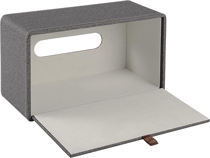 High-end Leather Tissue Box Holder Two Color Matching,Rounded Rectangle Napkin Pumping Paper Case Dispenser, Facial for Home Bathroom Dresser Office Automotive Decoration (Gray)
